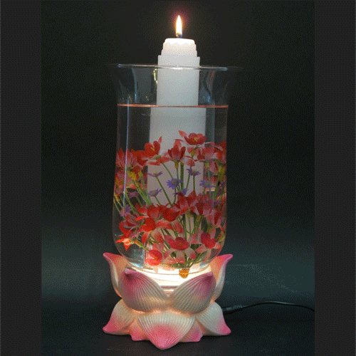 LED전기 오색빛 수중촛대(빨간꽃)